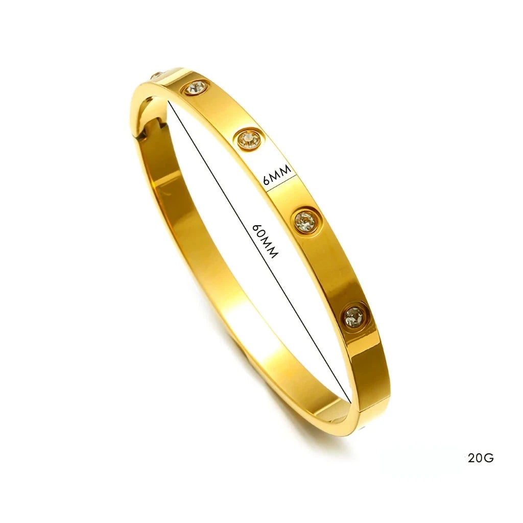 Bracelete Dez Cristais Titânio Banhado a Ouro 18k